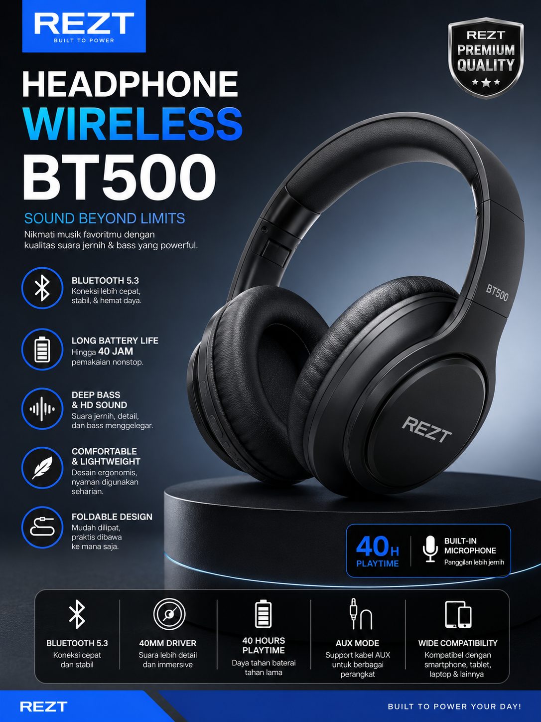 Headphone Wireless BT500